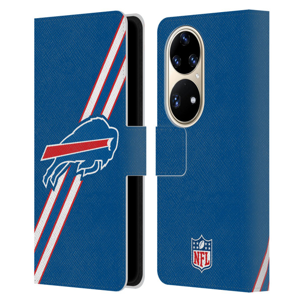 NFL Buffalo Bills Logo Stripes Leather Book Wallet Case Cover For Huawei P50 Pro