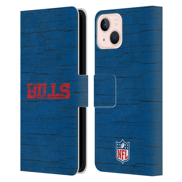 NFL Buffalo Bills Logo Distressed Look Leather Book Wallet Case Cover For Apple iPhone 13