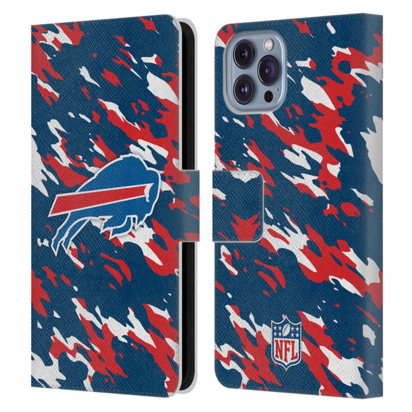 NFL Buffalo Bills Logo Camou Leather Book Wallet Case Cover For Apple iPhone 14