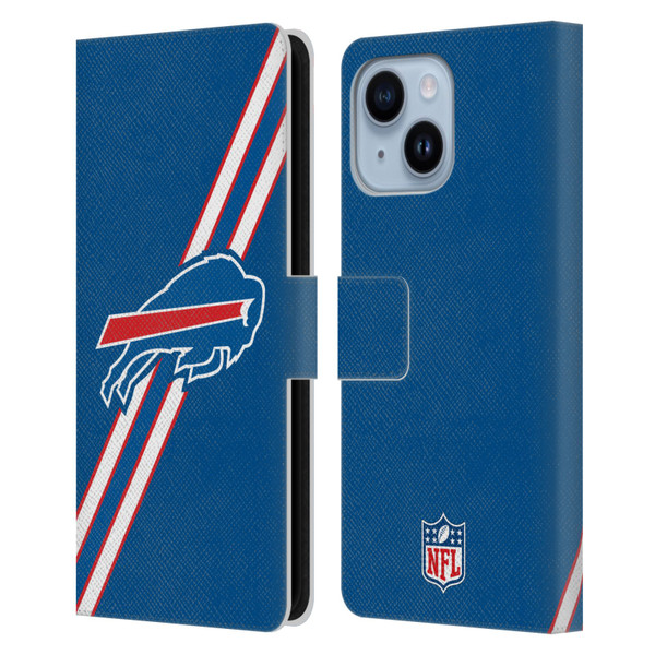NFL Buffalo Bills Logo Stripes Leather Book Wallet Case Cover For Apple iPhone 14 Plus