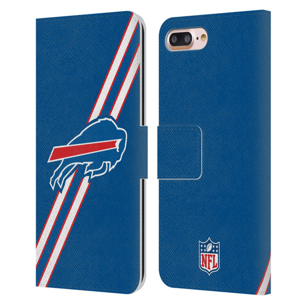 NFL Buffalo Bills Logo Stripes Leather Book Wallet Case Cover For Apple iPhone 7 Plus / iPhone 8 Plus