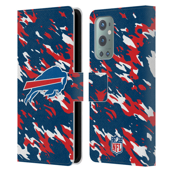 NFL Buffalo Bills Logo Camou Leather Book Wallet Case Cover For OnePlus 9