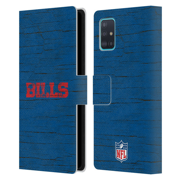 NFL Buffalo Bills Logo Distressed Look Leather Book Wallet Case Cover For Samsung Galaxy A51 (2019)