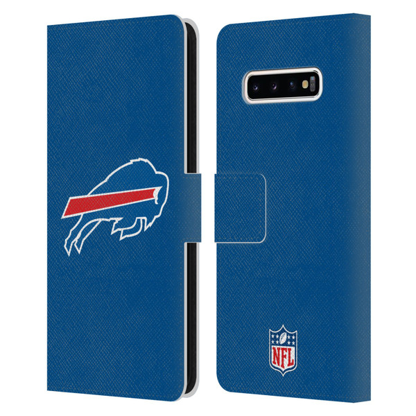 NFL Buffalo Bills Logo Plain Leather Book Wallet Case Cover For Samsung Galaxy S10+ / S10 Plus
