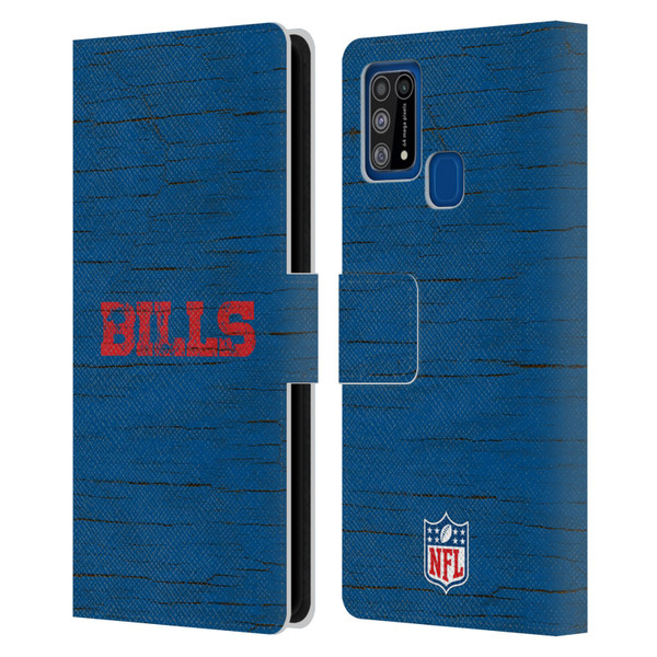 NFL Buffalo Bills Logo Distressed Look Leather Book Wallet Case Cover For Samsung Galaxy M31 (2020)