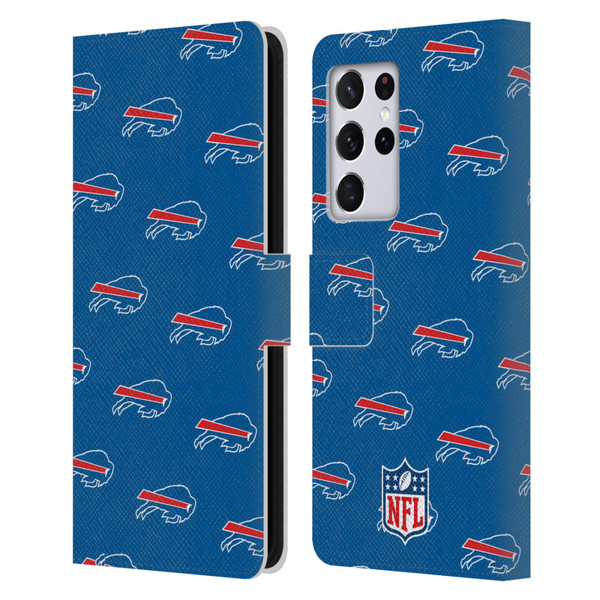 NFL Buffalo Bills Artwork Patterns Leather Book Wallet Case Cover For Samsung Galaxy S21 Ultra 5G