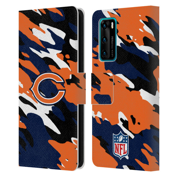 NFL Chicago Bears Logo Camou Leather Book Wallet Case Cover For Huawei P40 5G