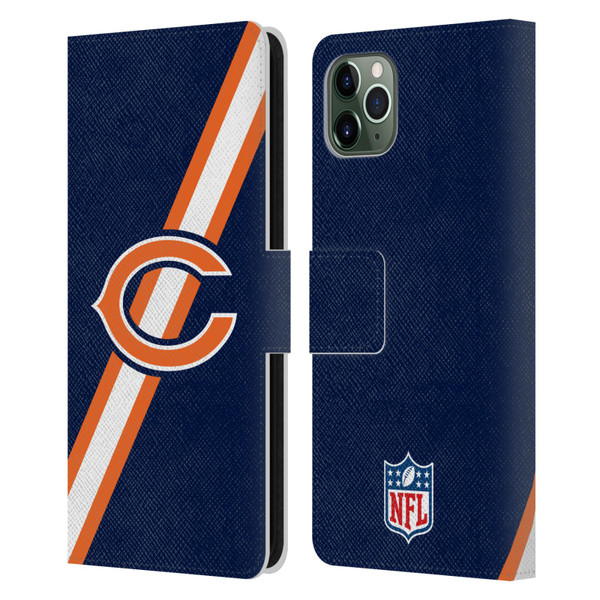 NFL Chicago Bears Logo Stripes Leather Book Wallet Case Cover For Apple iPhone 11 Pro Max