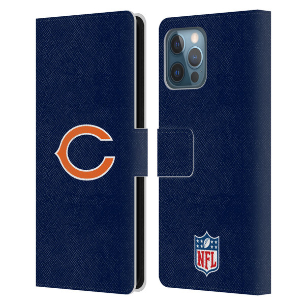 NFL Chicago Bears Logo Plain Leather Book Wallet Case Cover For Apple iPhone 12 Pro Max
