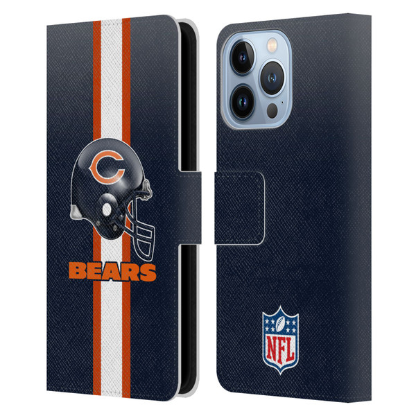 NFL Chicago Bears Logo Helmet Leather Book Wallet Case Cover For Apple iPhone 13 Pro