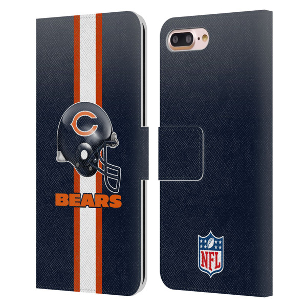NFL Chicago Bears Logo Helmet Leather Book Wallet Case Cover For Apple iPhone 7 Plus / iPhone 8 Plus