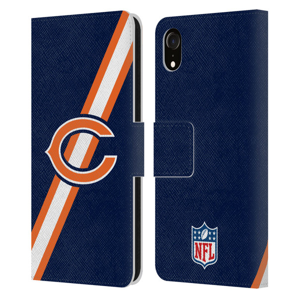 NFL Chicago Bears Logo Stripes Leather Book Wallet Case Cover For Apple iPhone XR