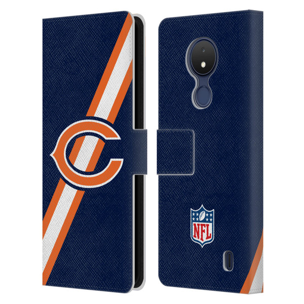 NFL Chicago Bears Logo Stripes Leather Book Wallet Case Cover For Nokia C21