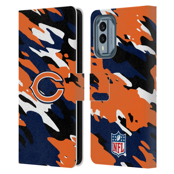 NFL Chicago Bears Logo Camou Leather Book Wallet Case Cover For Nokia X30