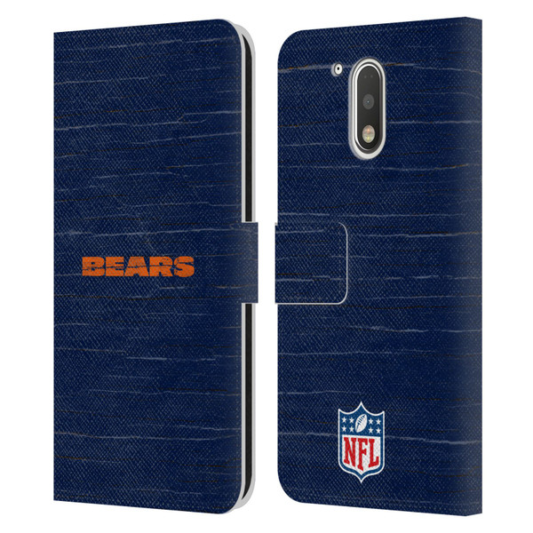 NFL Chicago Bears Logo Distressed Look Leather Book Wallet Case Cover For Motorola Moto G41
