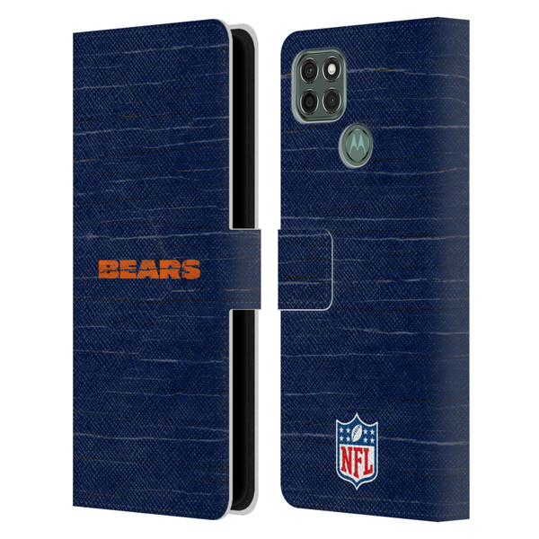 NFL Chicago Bears Logo Distressed Look Leather Book Wallet Case Cover For Motorola Moto G9 Power
