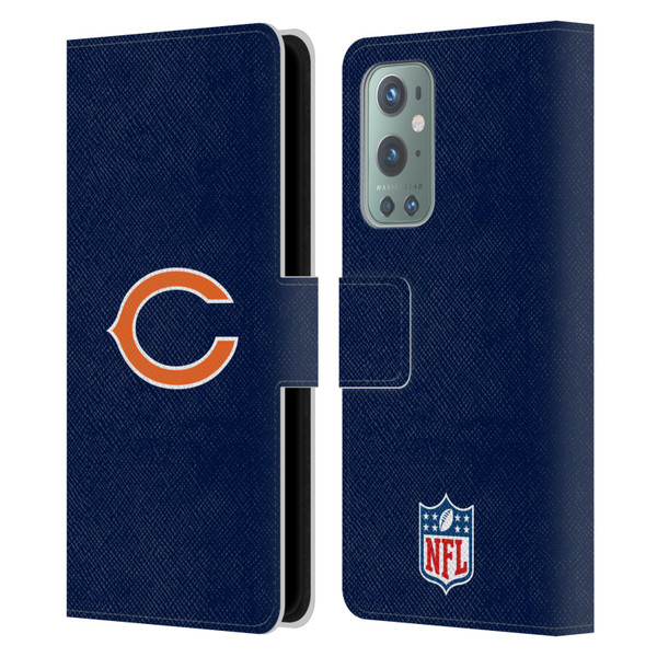 NFL Chicago Bears Logo Plain Leather Book Wallet Case Cover For OnePlus 9