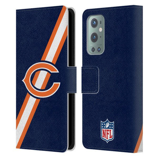 NFL Chicago Bears Logo Stripes Leather Book Wallet Case Cover For OnePlus 9