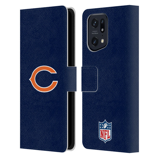 NFL Chicago Bears Logo Plain Leather Book Wallet Case Cover For OPPO Find X5 Pro