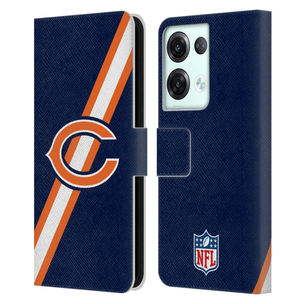 NFL Chicago Bears Logo Stripes Leather Book Wallet Case Cover For OPPO Reno8 Pro