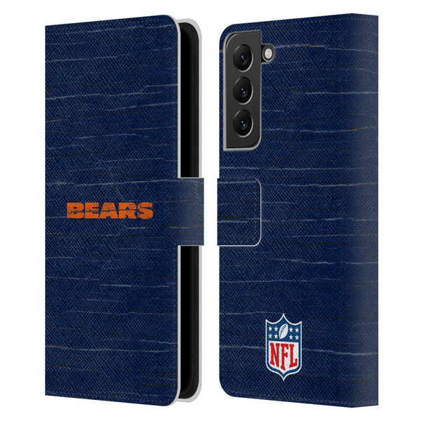 NFL Chicago Bears Logo Distressed Look Leather Book Wallet Case Cover For Samsung Galaxy S22+ 5G