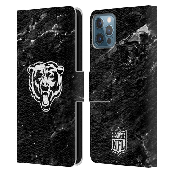 NFL Chicago Bears Artwork Marble Leather Book Wallet Case Cover For Apple iPhone 12 / iPhone 12 Pro