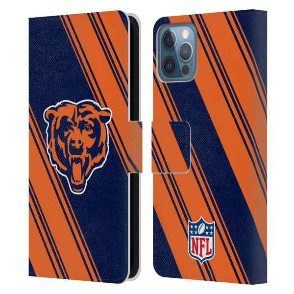 NFL Chicago Bears Artwork Stripes Leather Book Wallet Case Cover For Apple iPhone 12 / iPhone 12 Pro