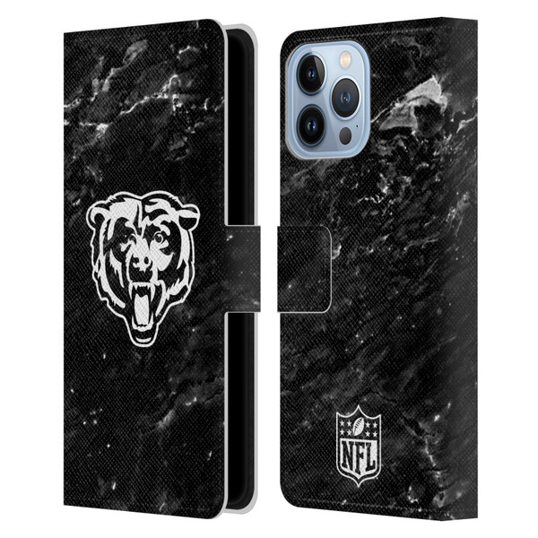 NFL Chicago Bears Artwork Marble Leather Book Wallet Case Cover For Apple iPhone 13 Pro Max