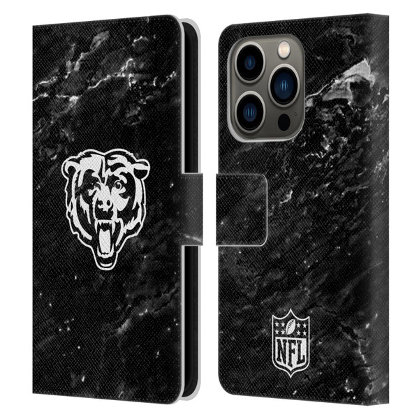 NFL Chicago Bears Artwork Marble Leather Book Wallet Case Cover For Apple iPhone 14 Pro