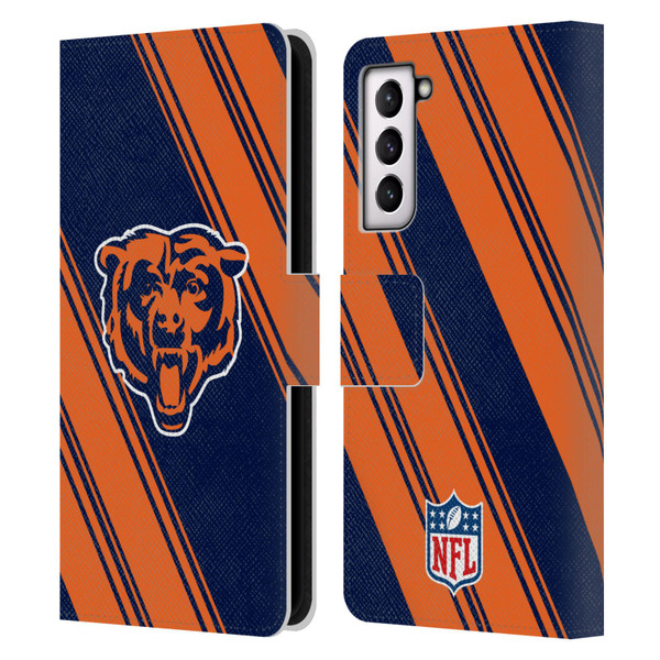 NFL Chicago Bears Artwork Stripes Leather Book Wallet Case Cover For Samsung Galaxy S21 5G
