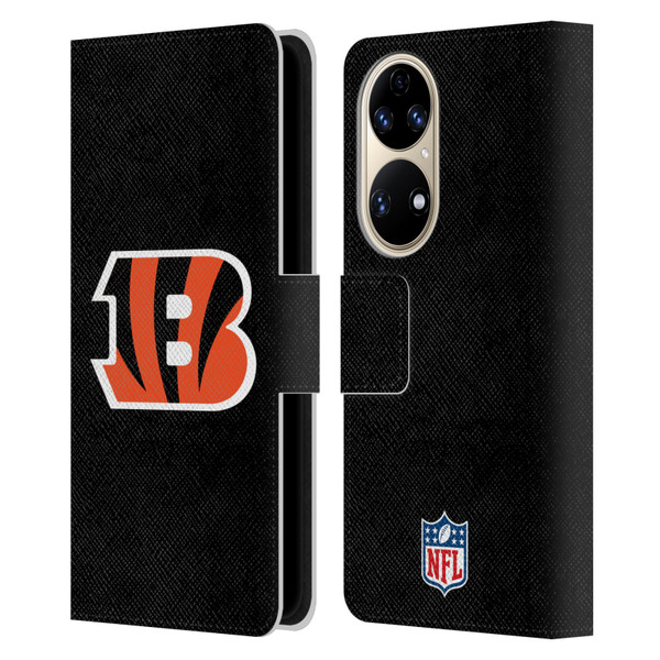 NFL Cincinnati Bengals Logo Plain Leather Book Wallet Case Cover For Huawei P50