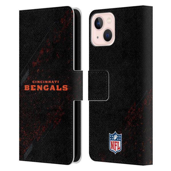 NFL Cincinnati Bengals Logo Blur Leather Book Wallet Case Cover For Apple iPhone 13