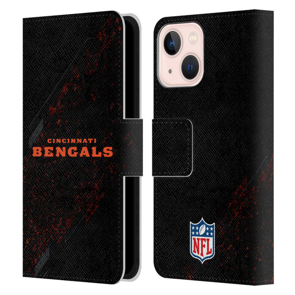 NFL Cincinnati Bengals Logo Blur Leather Book Wallet Case Cover For Apple iPhone 13 Mini