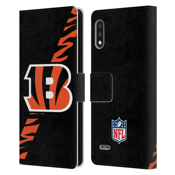 NFL Cincinnati Bengals Logo Stripes Leather Book Wallet Case Cover For LG K22