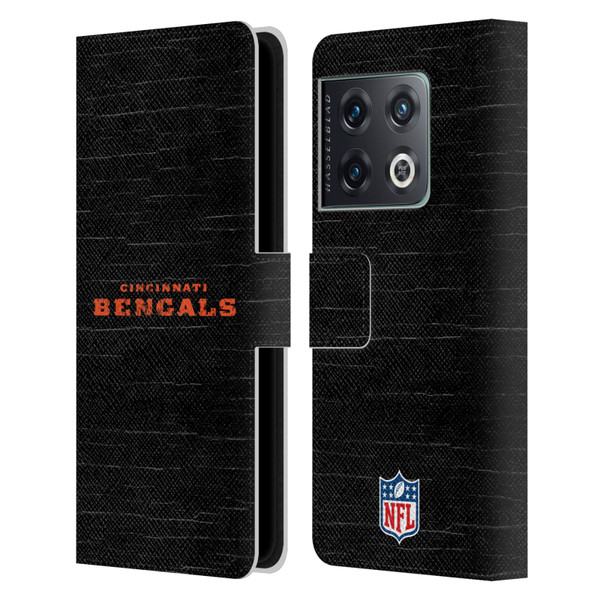 NFL Cincinnati Bengals Logo Distressed Look Leather Book Wallet Case Cover For OnePlus 10 Pro