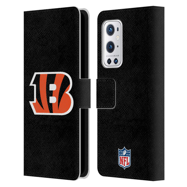 NFL Cincinnati Bengals Logo Plain Leather Book Wallet Case Cover For OnePlus 9 Pro