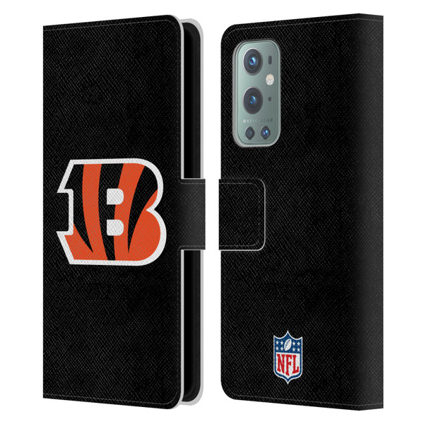 NFL Cincinnati Bengals Logo Plain Leather Book Wallet Case Cover For OnePlus 9