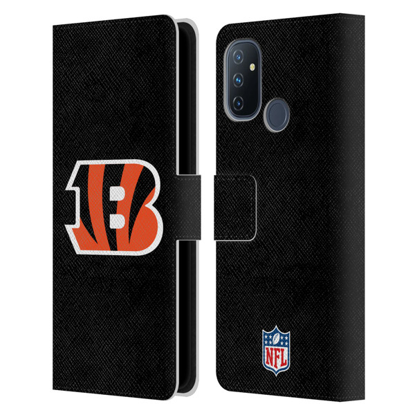 NFL Cincinnati Bengals Logo Plain Leather Book Wallet Case Cover For OnePlus Nord N100