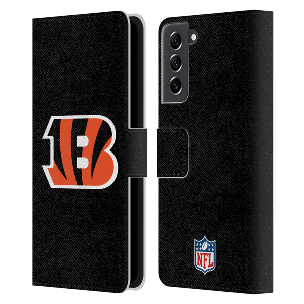 NFL Cincinnati Bengals Logo Plain Leather Book Wallet Case Cover For Samsung Galaxy S21 FE 5G