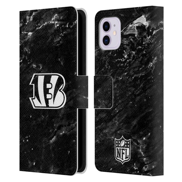 NFL Cincinnati Bengals Artwork Marble Leather Book Wallet Case Cover For Apple iPhone 11