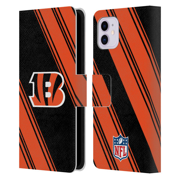 NFL Cincinnati Bengals Artwork Stripes Leather Book Wallet Case Cover For Apple iPhone 11