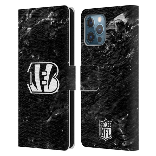NFL Cincinnati Bengals Artwork Marble Leather Book Wallet Case Cover For Apple iPhone 12 Pro Max