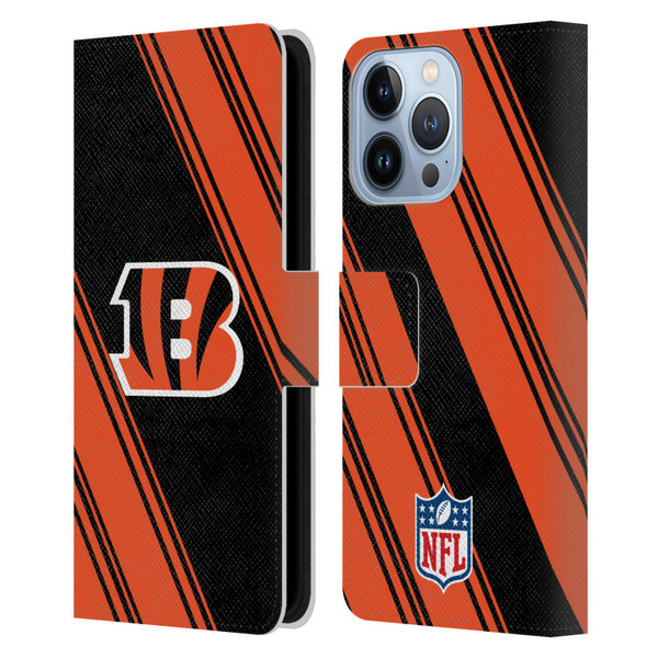 NFL Cincinnati Bengals Artwork Stripes Leather Book Wallet Case Cover For Apple iPhone 13 Pro