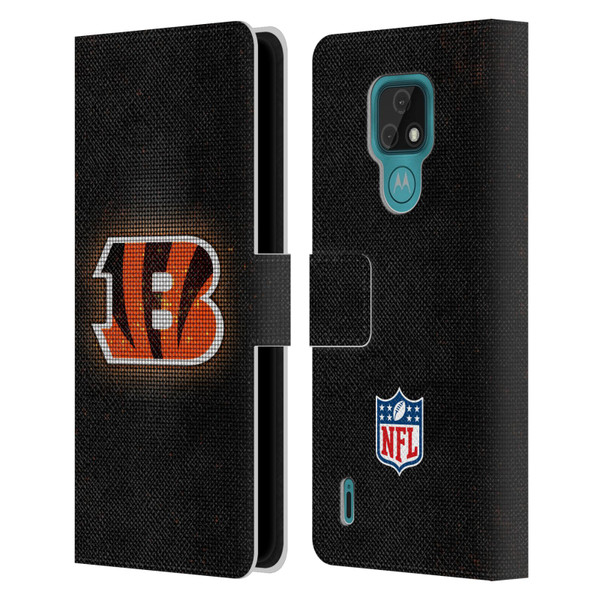 NFL Cincinnati Bengals Artwork LED Leather Book Wallet Case Cover For Motorola Moto E7
