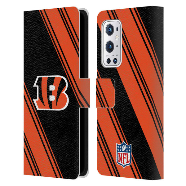 NFL Cincinnati Bengals Artwork Stripes Leather Book Wallet Case Cover For OnePlus 9 Pro