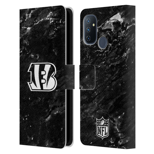 NFL Cincinnati Bengals Artwork Marble Leather Book Wallet Case Cover For OnePlus Nord N100