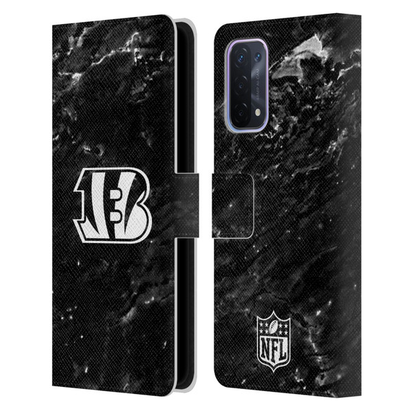 NFL Cincinnati Bengals Artwork Marble Leather Book Wallet Case Cover For OPPO A54 5G