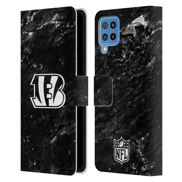 NFL Cincinnati Bengals Artwork Marble Leather Book Wallet Case Cover For Samsung Galaxy F22 (2021)