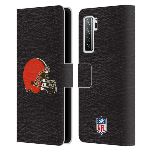 NFL Cleveland Browns Logo Plain Leather Book Wallet Case Cover For Huawei Nova 7 SE/P40 Lite 5G