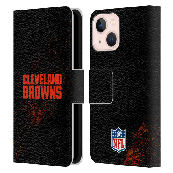 NFL Cleveland Browns Logo Blur Leather Book Wallet Case Cover For Apple iPhone 13 Mini